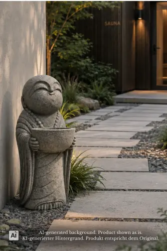 Product image of the product “Standing Monk with Bowl, 60 cm Height, Natural Stone ”